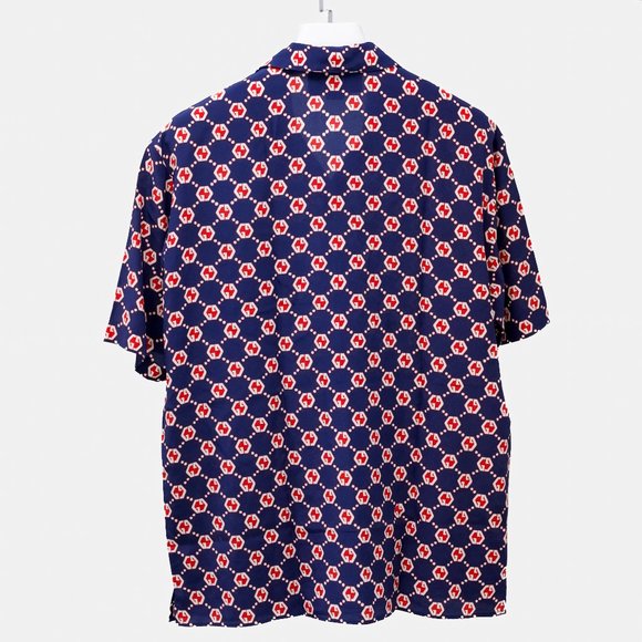 Gucci Navy and Red Monogram Silk Shirt - Picture 3 of 16